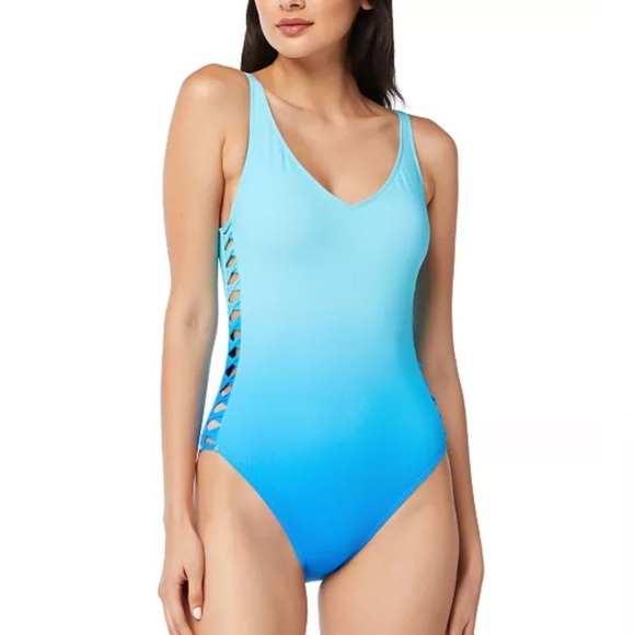 Blue by Rod Beattie Twisted Ladder-Trim One Piece Swimwear size 12 NWT - Picture 1 of 4